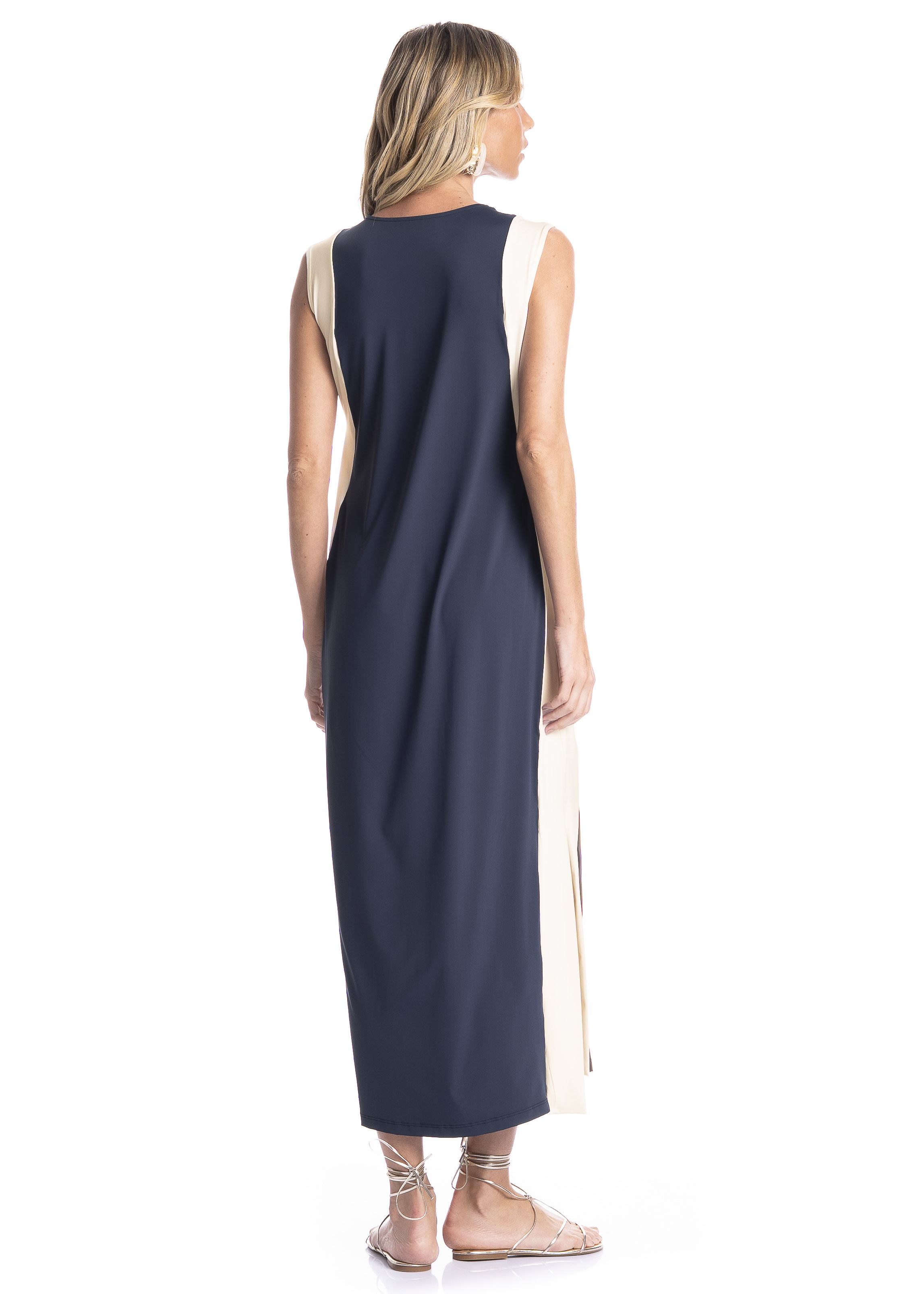 Vestido Bicolor Alongado Breeze Azul-marinho - Imagem 2