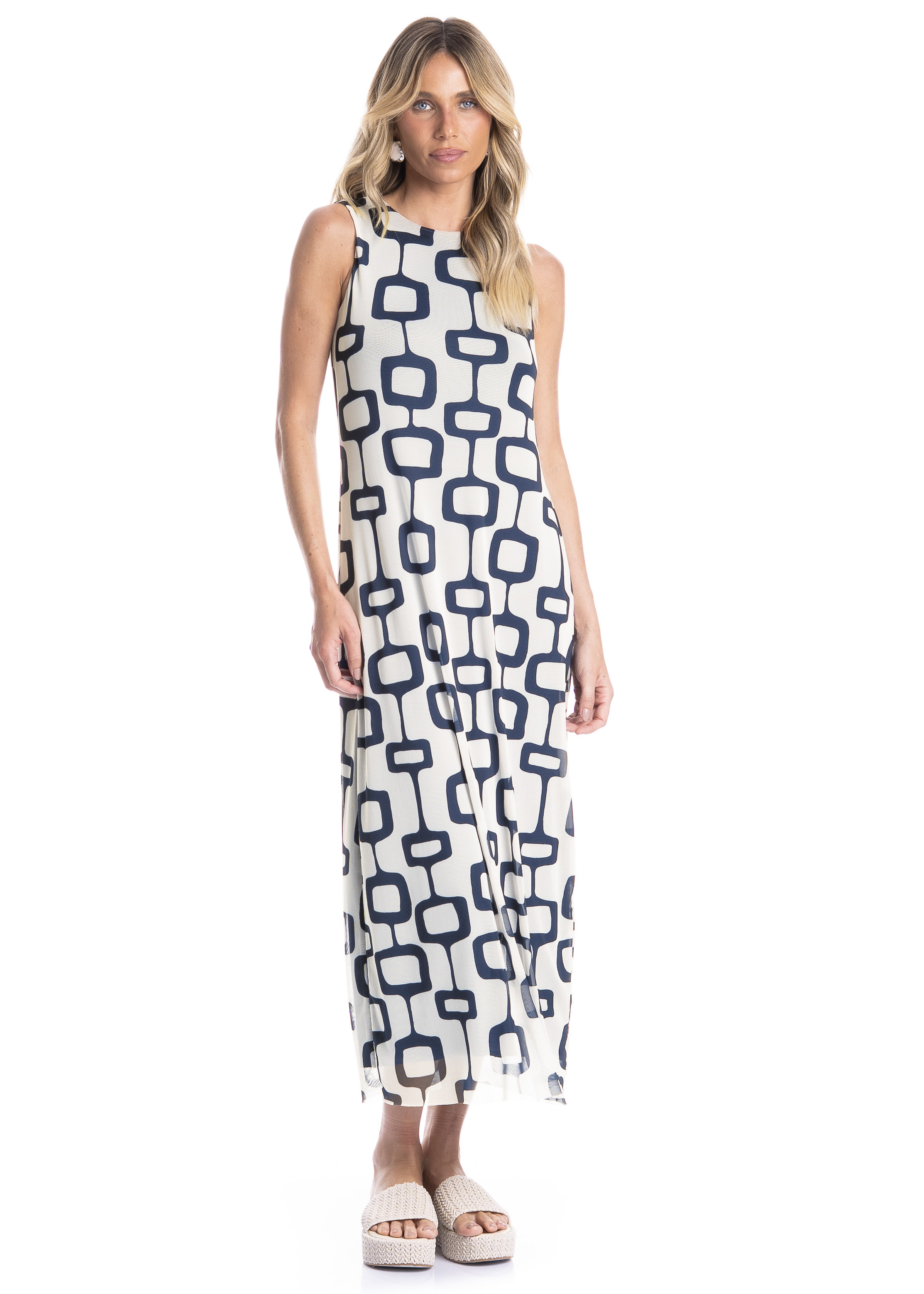 Vestido Regata Feminino Em Tule Nós Branco - Imagem 1