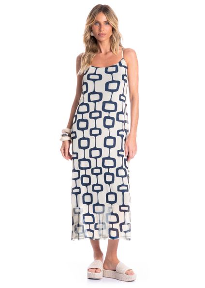 Vestido Feminino Alcinha Costas Cruzadas Nós Branco - Imagem 1