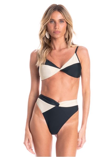 Biquíni Feminino Com Nó Bicolor Branco - Imagem 1