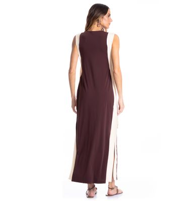 Vestido Feminino Alongado Bicolor - Imagem 2 - Mobile