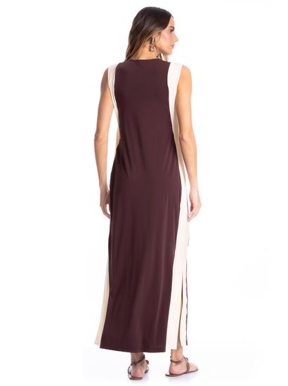 Vestido Feminino Alongado Bicolor - Imagem 2 - Desktop