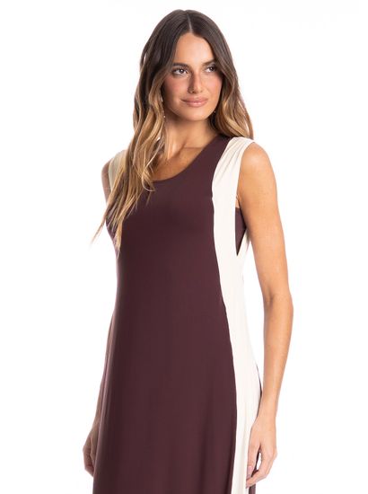 Vestido Feminino Alongado Bicolor - Imagem 3 - Desktop