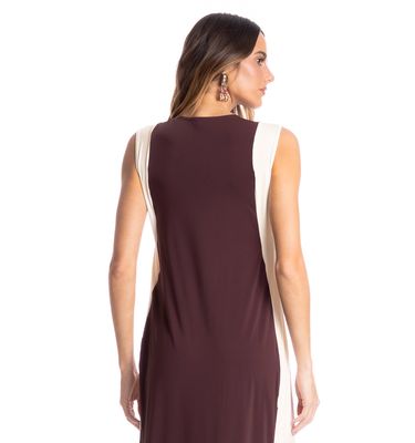 Vestido Feminino Alongado Bicolor - Imagem 4 - Mobile