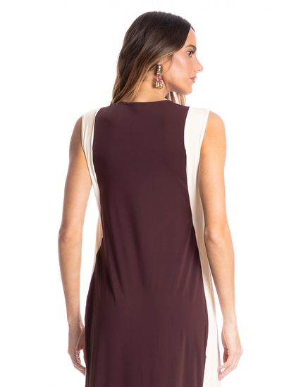 Vestido Feminino Alongado Bicolor - Imagem 4 - Desktop