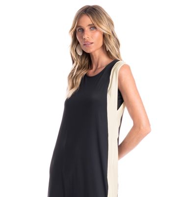 Vestido Feminino Alongado Bicolor - Imagem 3 - Mobile