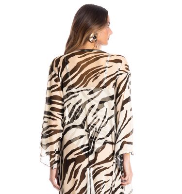 Kaftan De Tule Com Manga Riviera - Imagem 4 - Mobile
