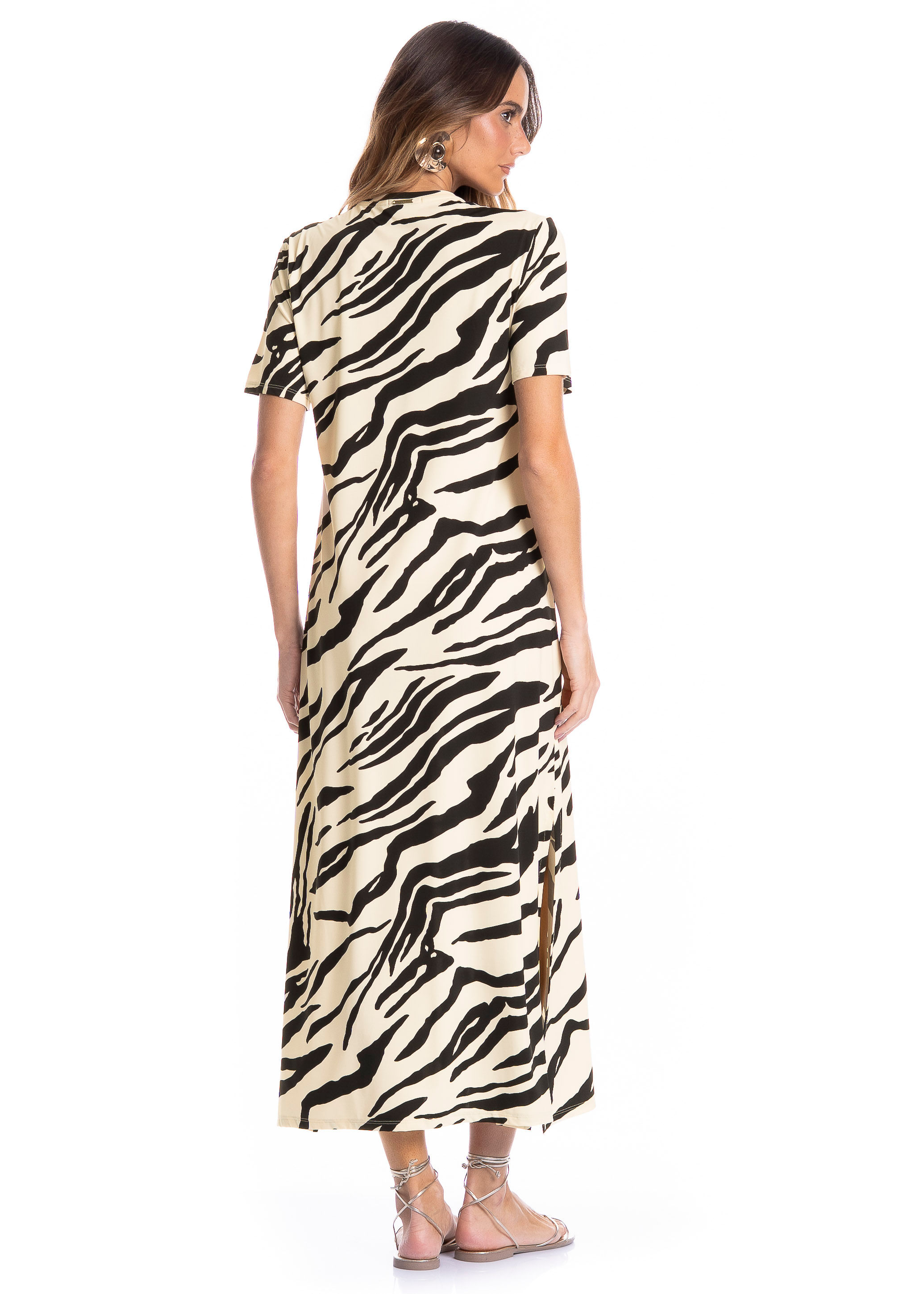 Vestido Feminino Com Manga Curta Riviera Branco - Imagem 2