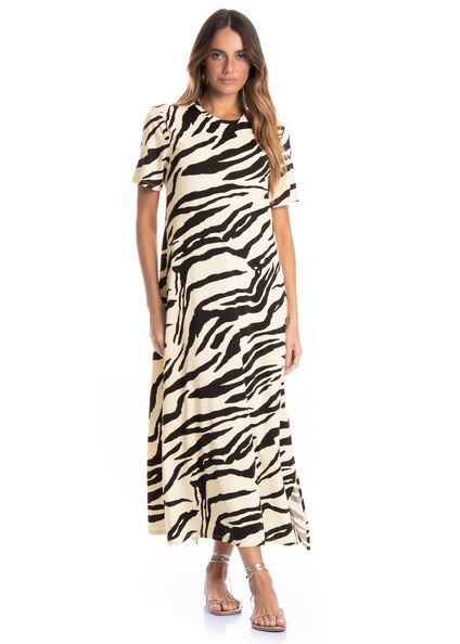 Vestido Feminino Com Manga Curta Riviera Branco - Imagem 1