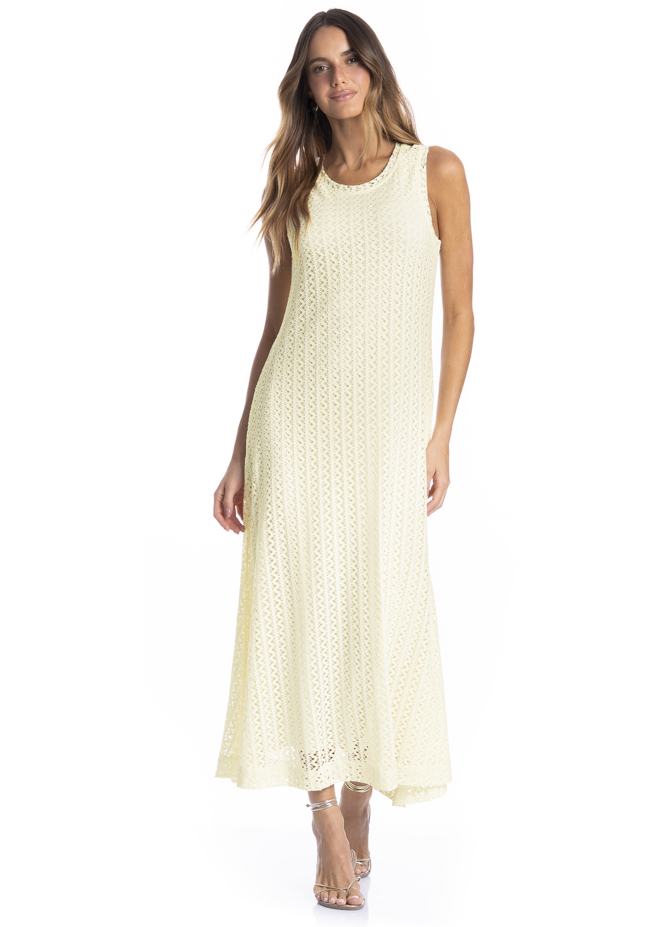 Vestido Feminino Regata Evasê Oásis Branco - Imagem 1