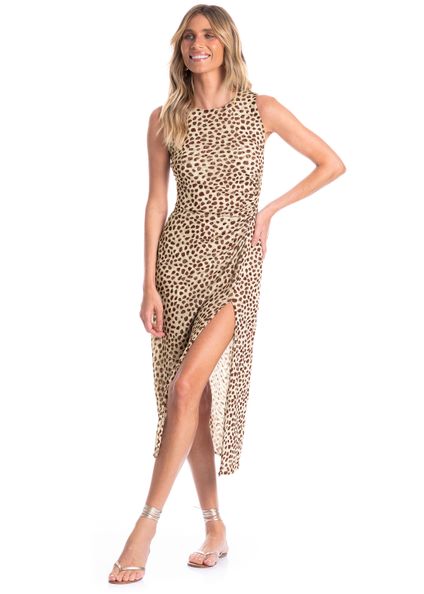 Vestido Tule Franzido Conchas Marrom - Imagem 1