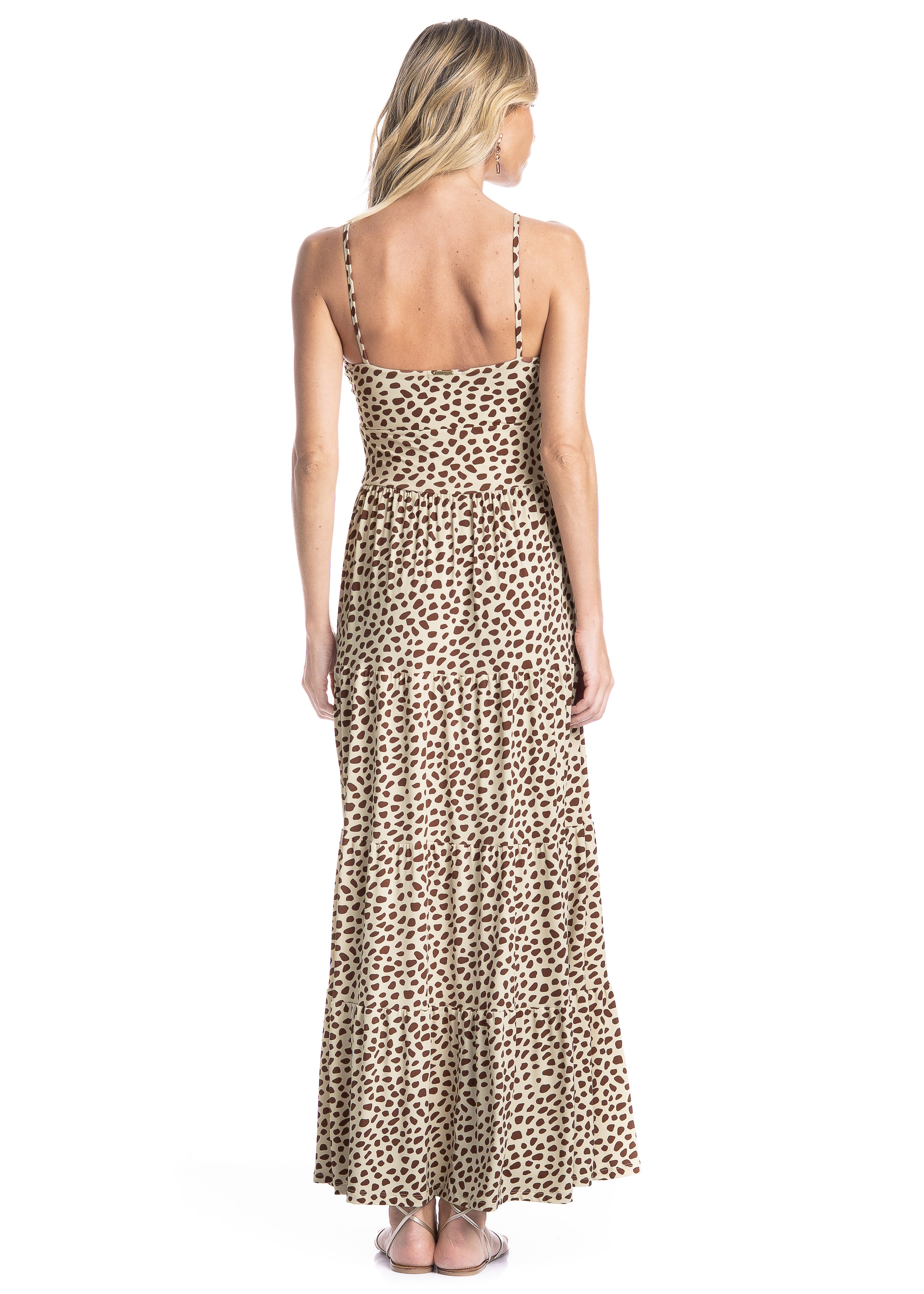 Vestido Feminino Babados Conchas Marrom - Imagem 2