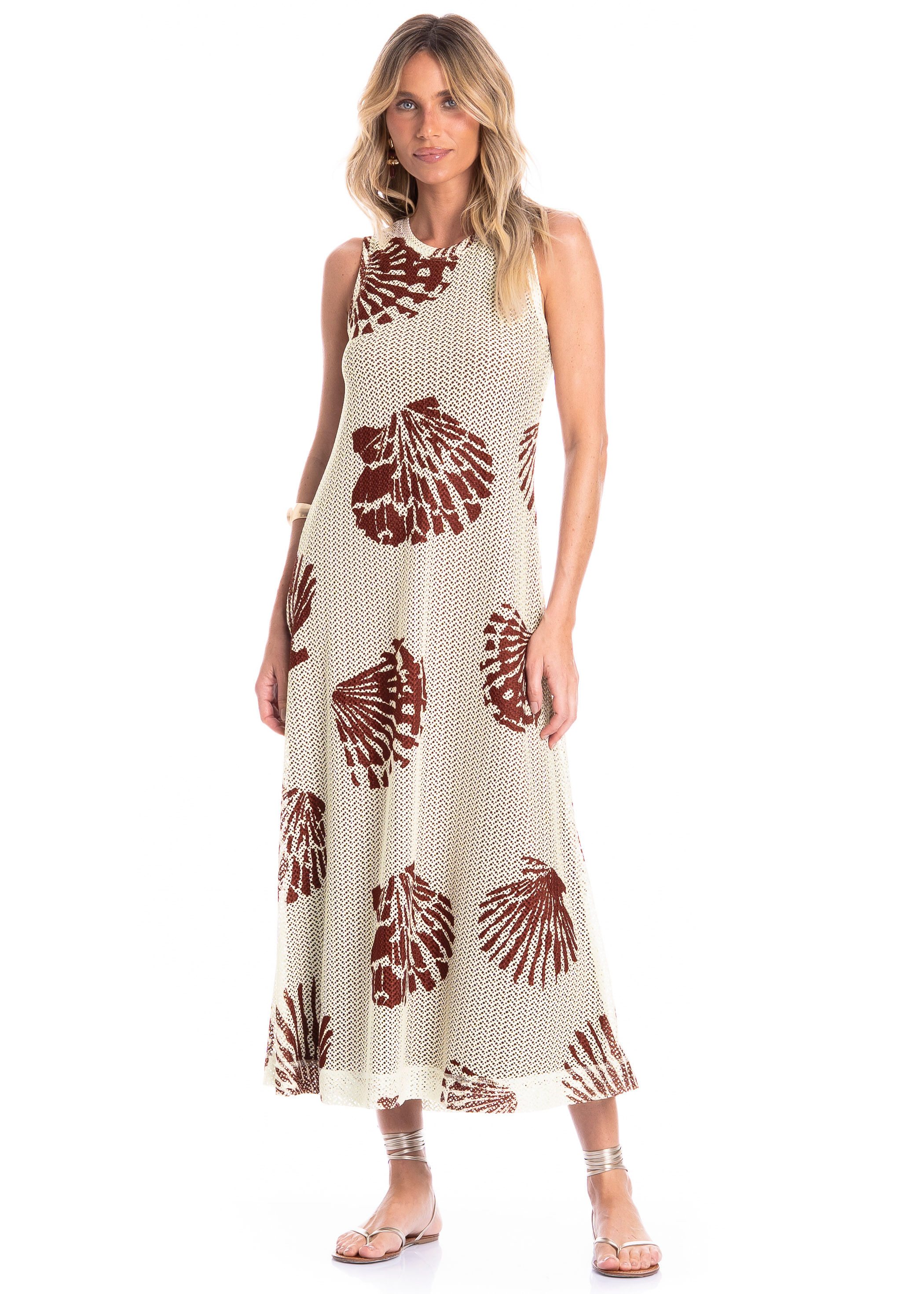 Vestido Feminino Regata Evasê Conchas - Imagem 1