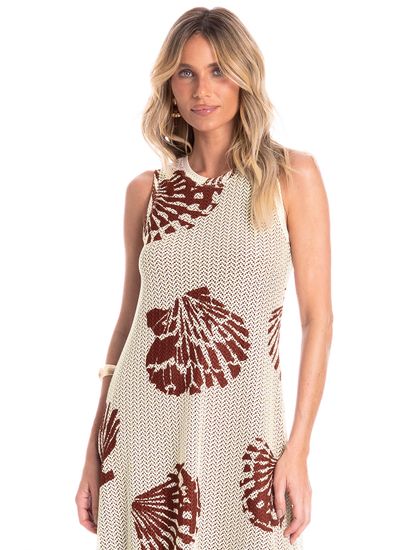 Vestido Feminino Regata Evasê Conchas - Imagem 3 - Desktop