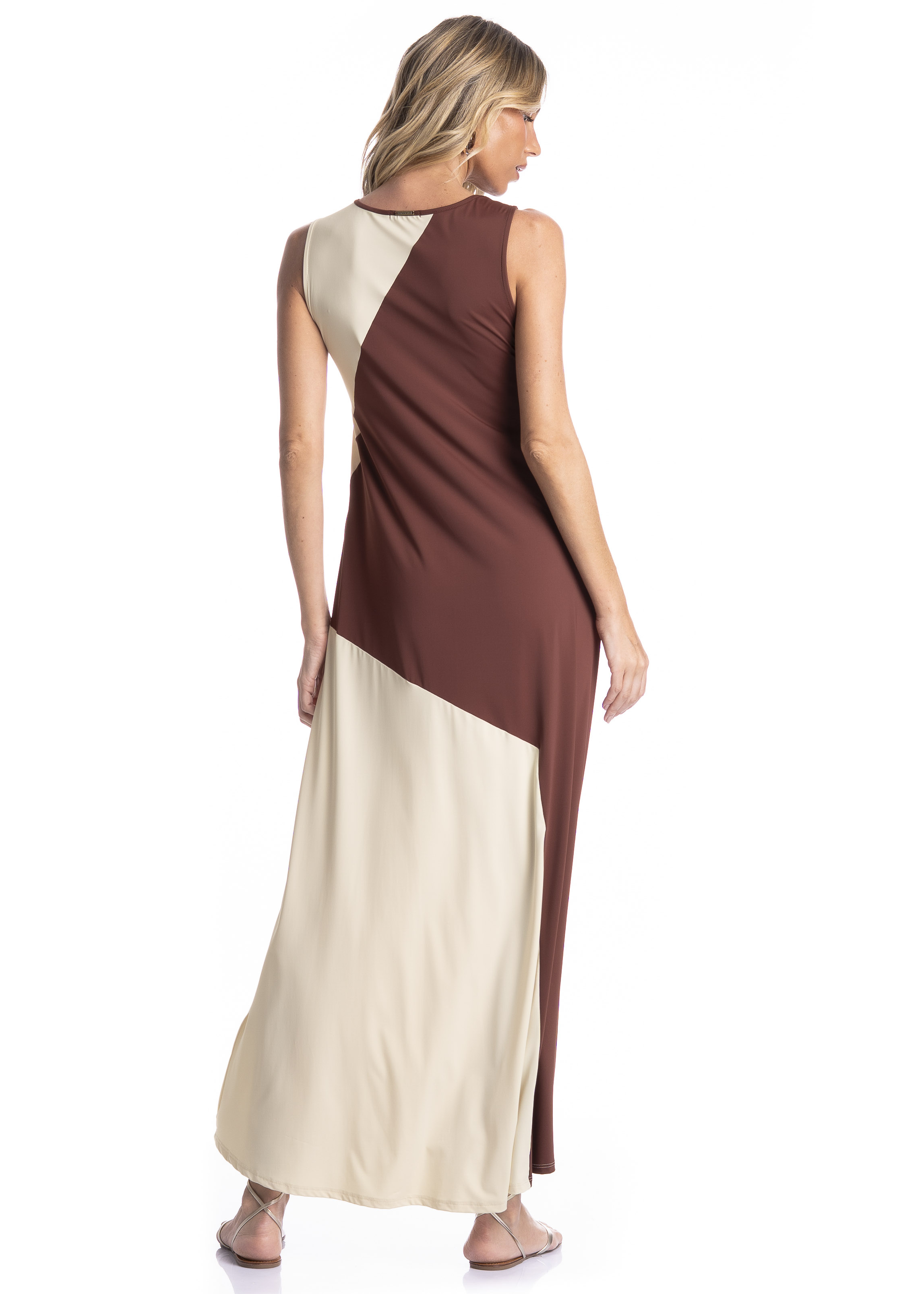 Vestido Feminino Bicolor Essenza Marrom - Imagem 2