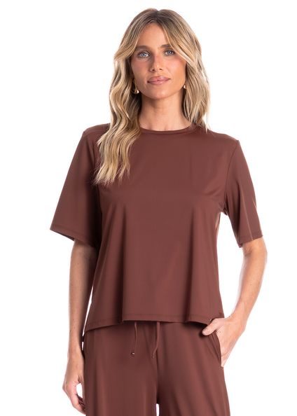 Blusa Feminina Ampla Essenza Marrom - Imagem 1