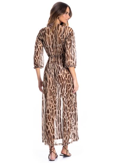 Kaftan Tule Com Manga Onça - Imagem 2 - Desktop