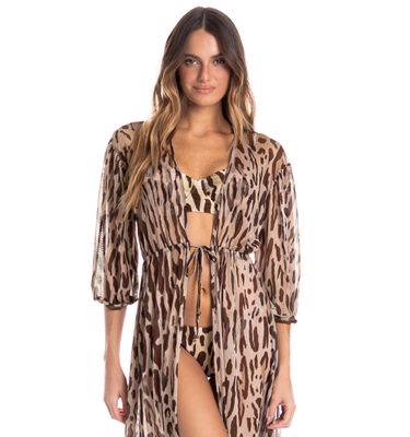 Kaftan Tule Com Manga Onça - Imagem 3 - Mobile