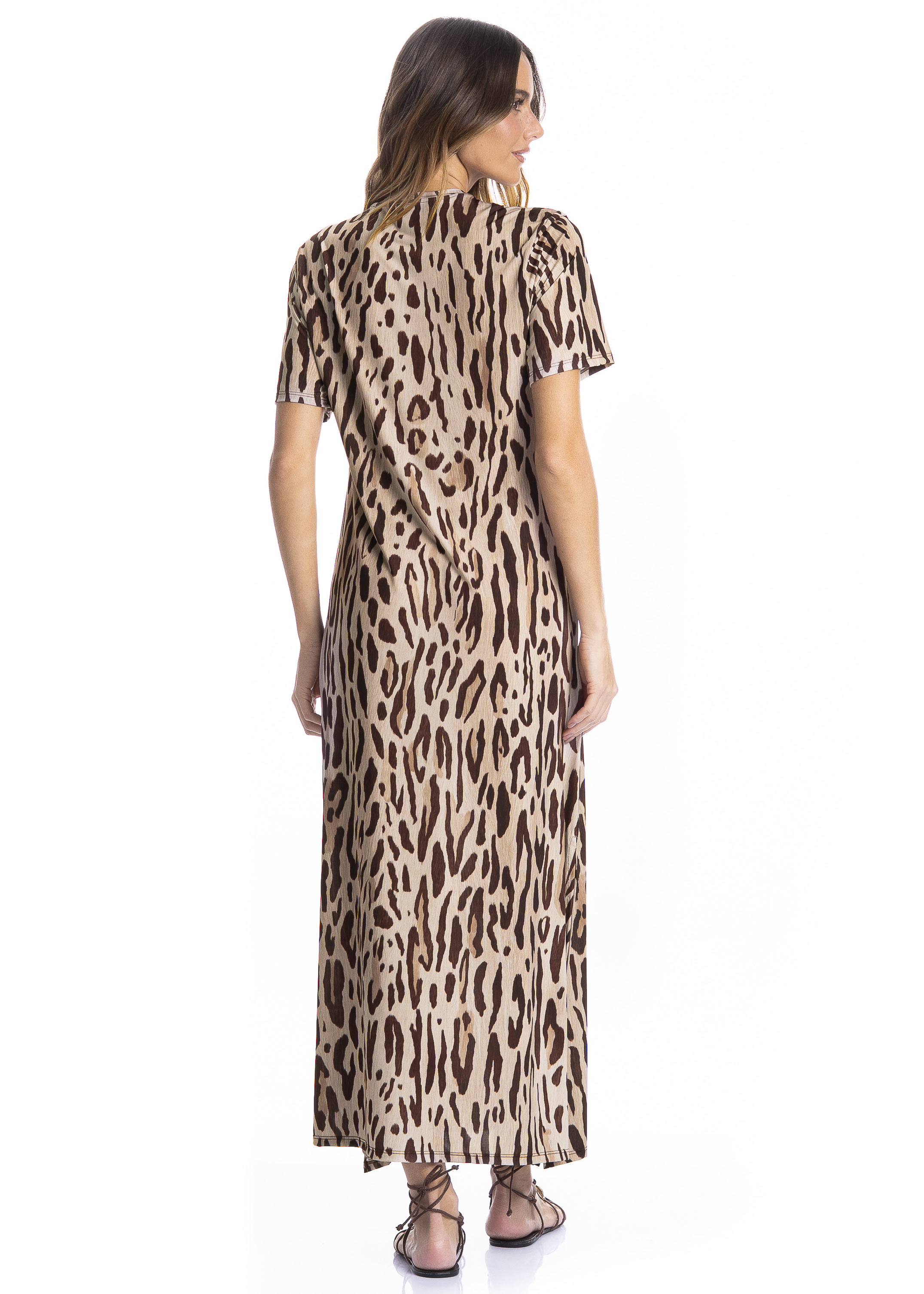Vestido Feminino Com Manga Onça - Imagem 2 - Mobile