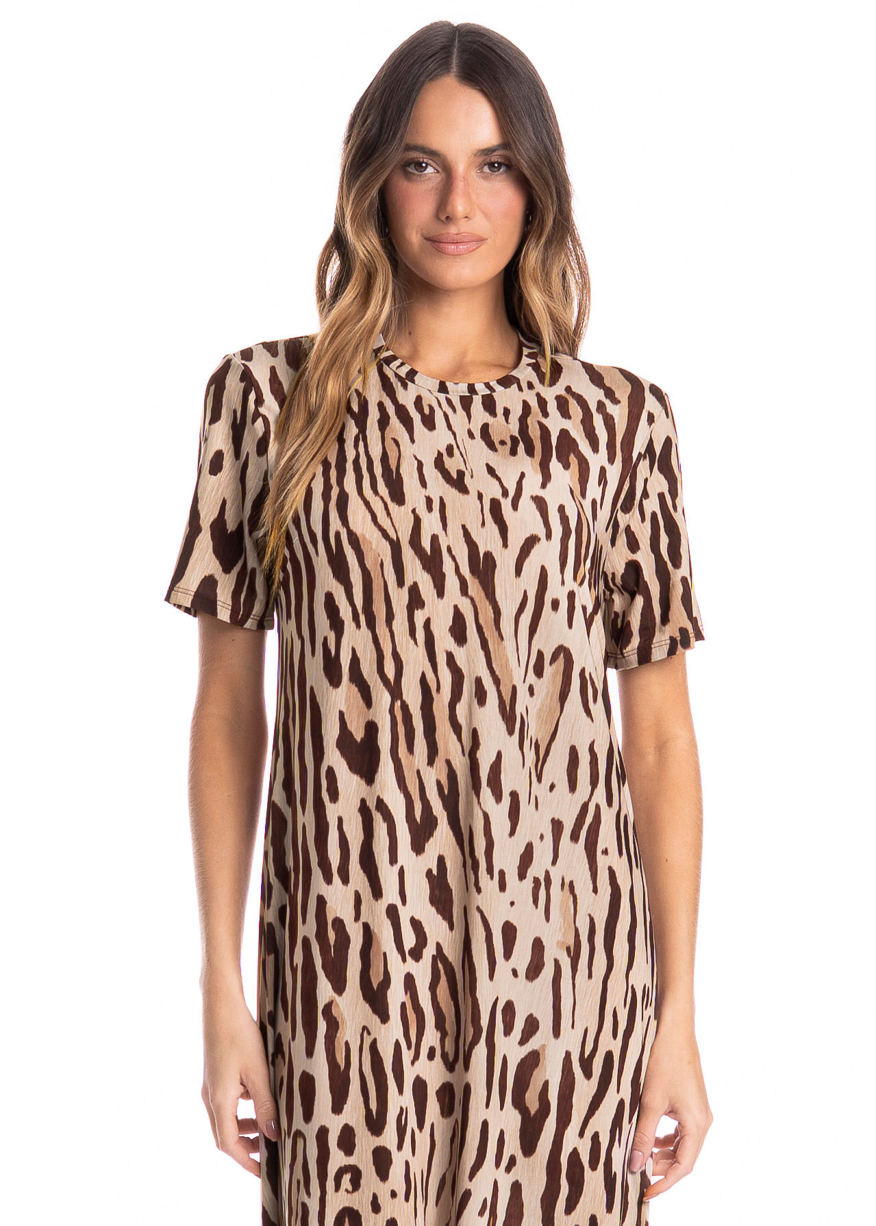 Vestido Feminino Com Manga Onça - Imagem 3 - Mobile