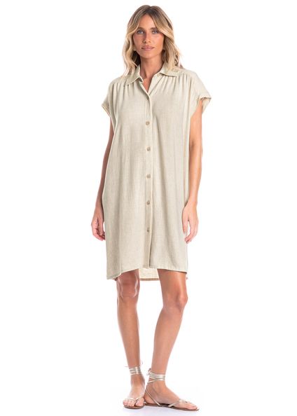 Camisa Feminina Ampla Belize Bege - Imagem 1