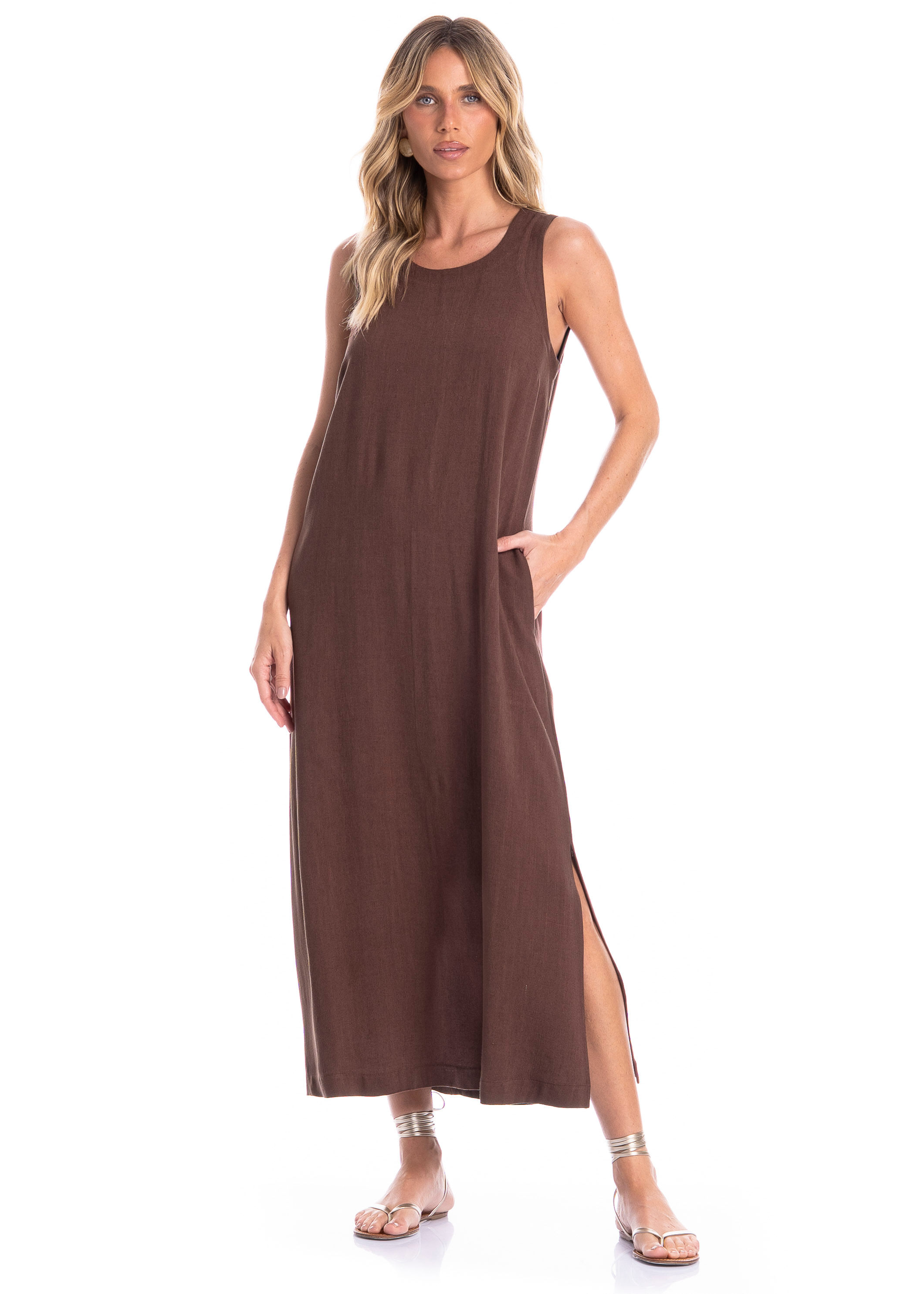 Vestido Feminino Regata Com Bolso Belize - Imagem 1