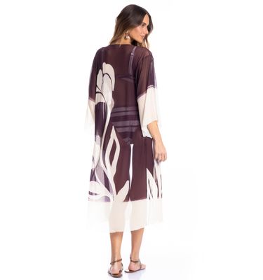 Kaftan De Tule Com Manga Toscana - Imagem 2 - Mobile