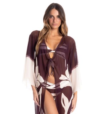 Kaftan De Tule Com Manga Toscana - Imagem 3 - Mobile