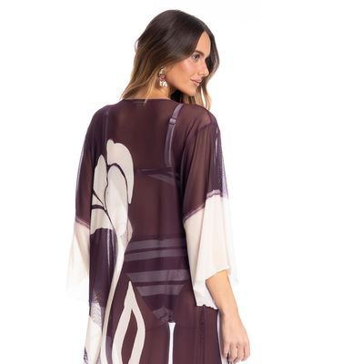 Kaftan De Tule Com Manga Toscana - Imagem 4 - Mobile