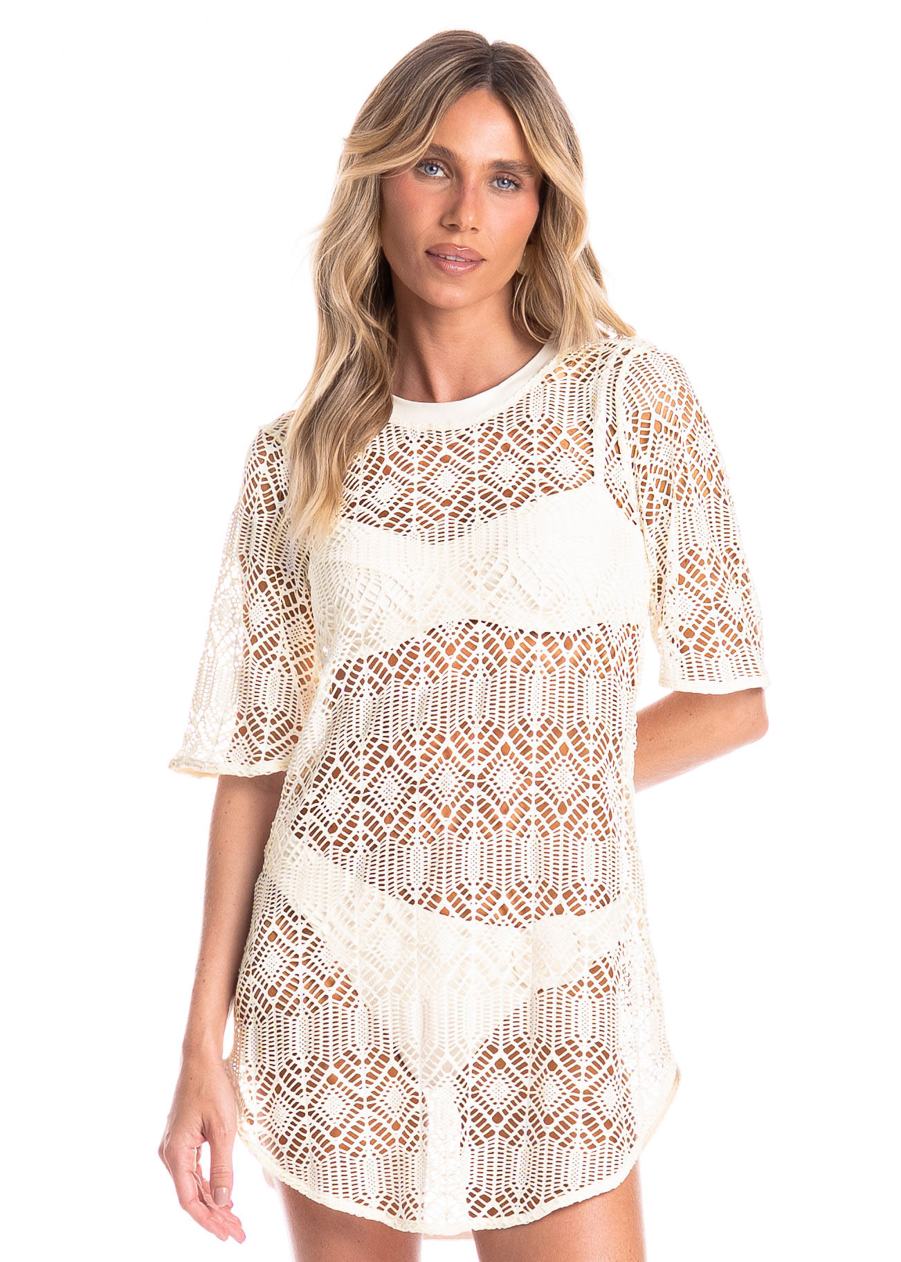 Vestido Feminino Curto Com Manga Barolo - Imagem 1