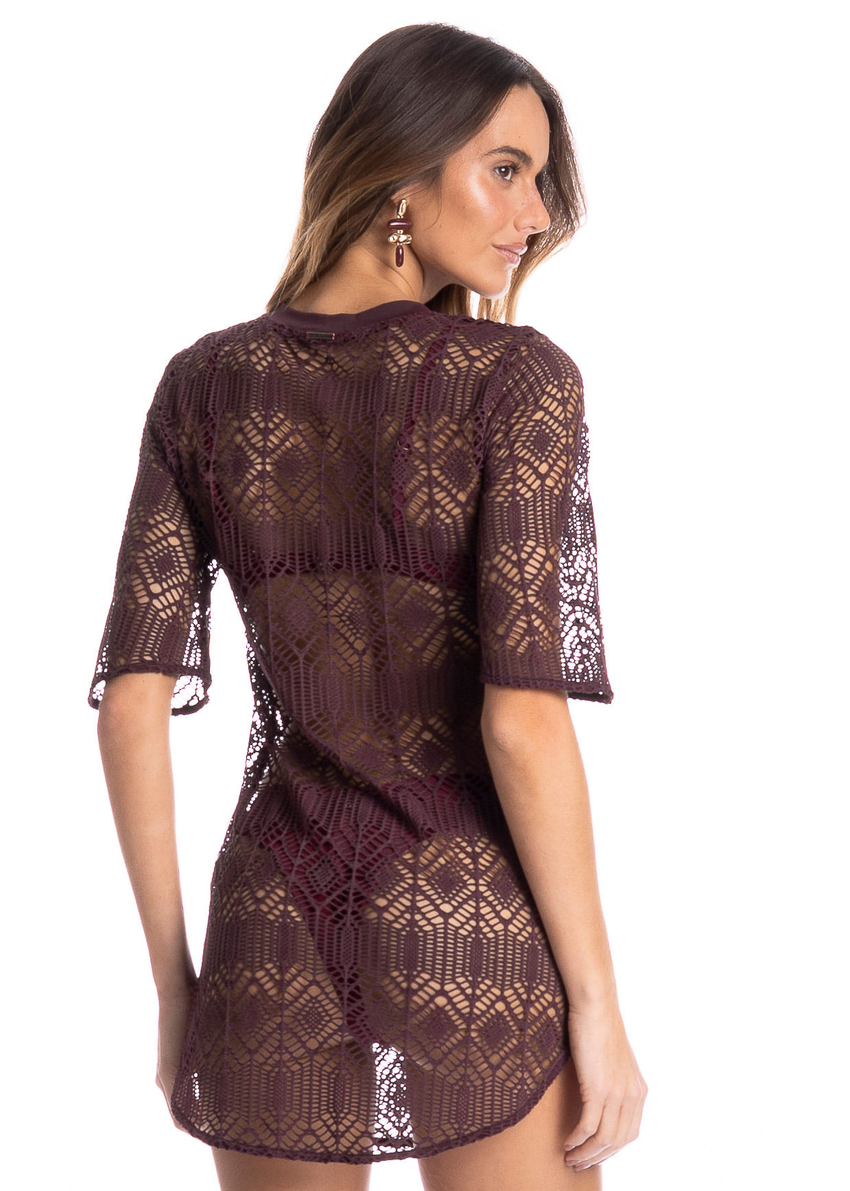 Vestido Feminino Curto Com Manga Barolo - Imagem 2 - Mobile