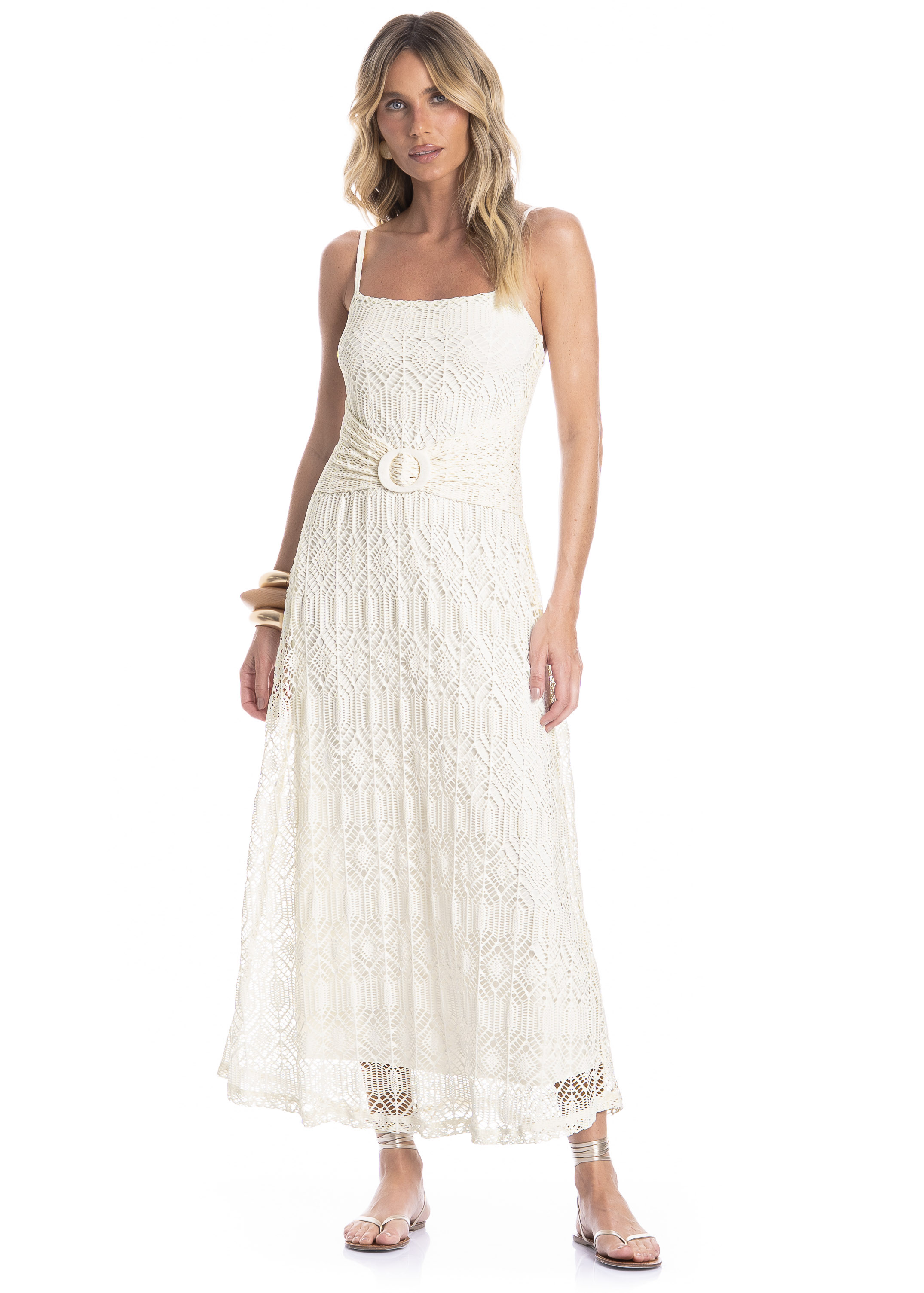 Vestido Feminino Alcinha Com Cinto Barolo - Imagem 1