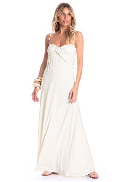 Vestido Feminino Longo Alcinha Barolo Branco - Imagem 1