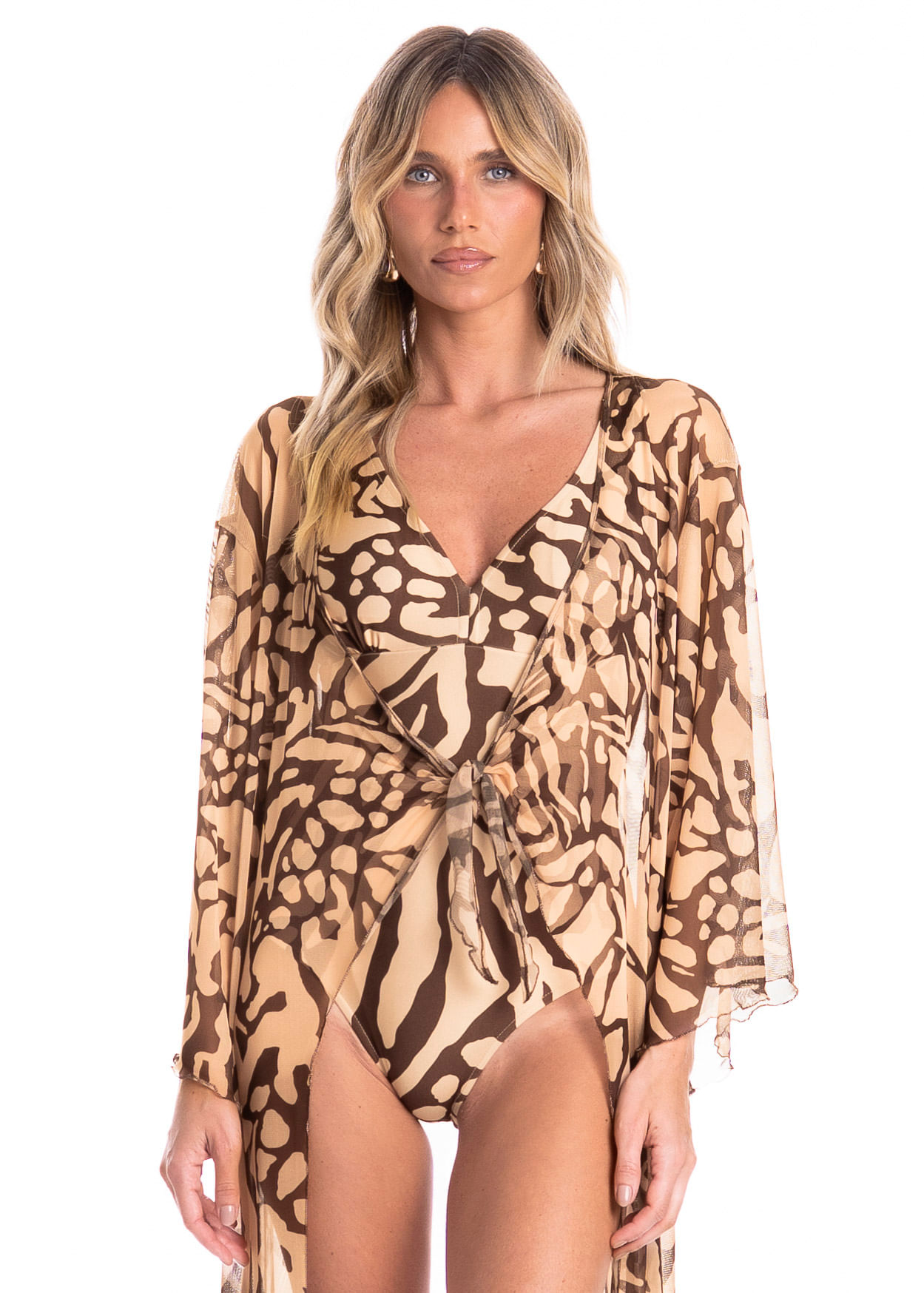 Kaftan De Tule Com Manga Siena - Imagem 3 - Mobile
