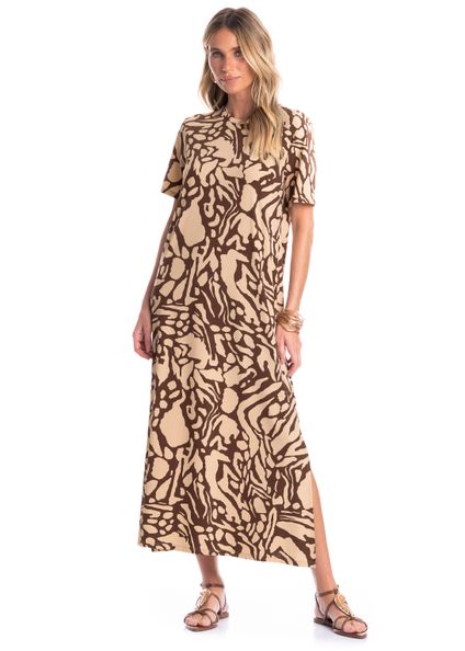 Vestido Feminino Com Manga Siena Marrom - Imagem 1