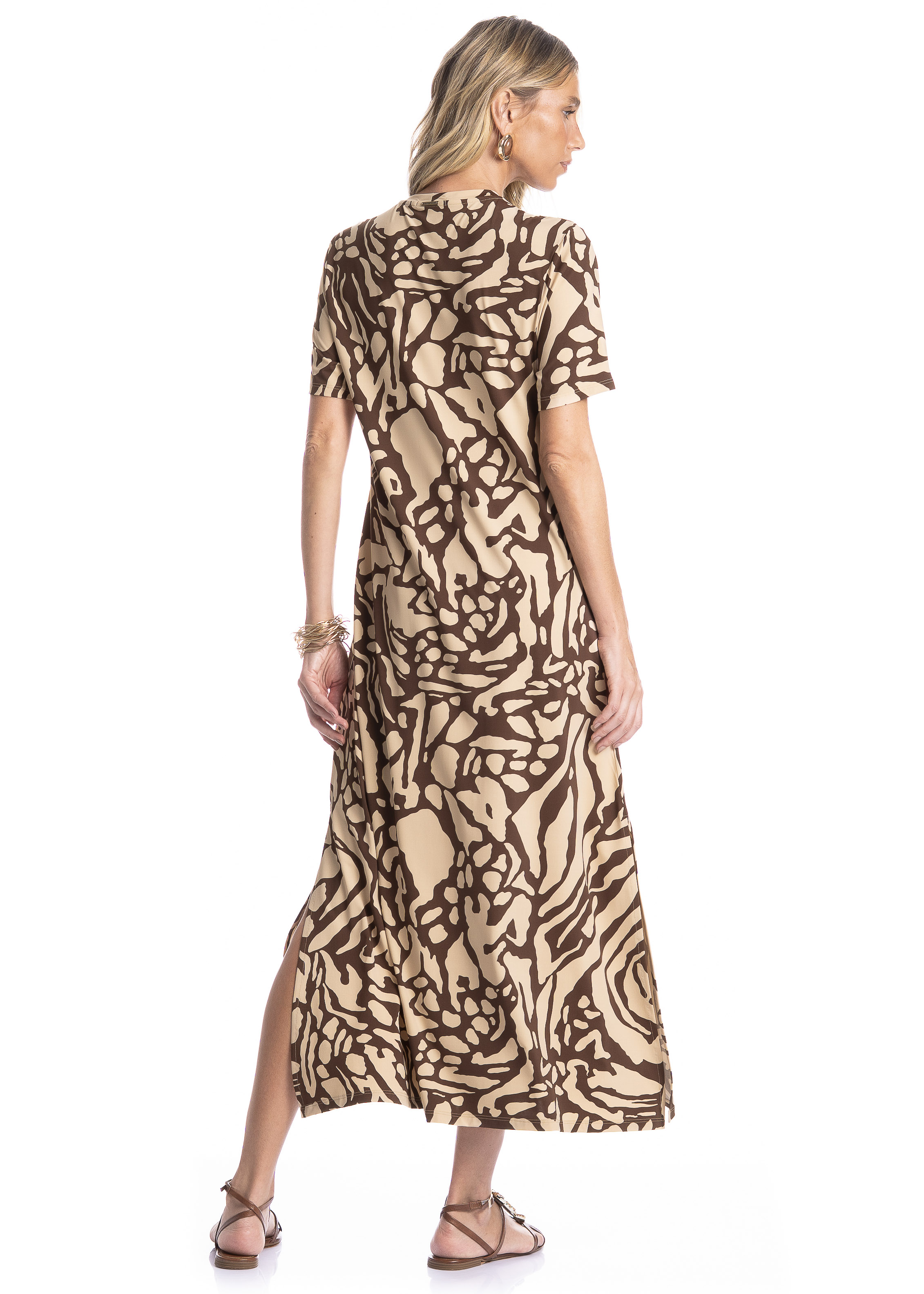 Vestido Feminino Com Manga Siena Marrom - Imagem 2
