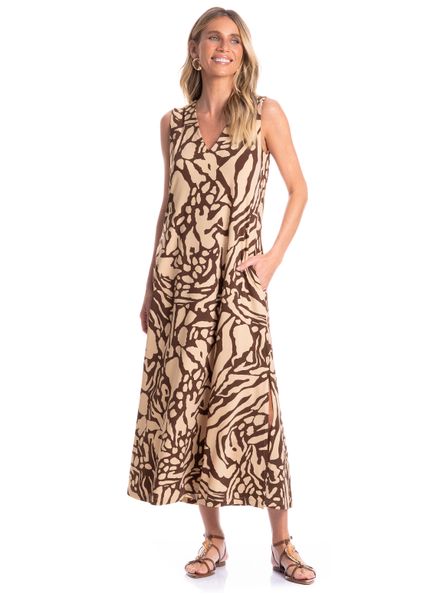Vestido Feminino Com Bolso Vera Siena Marrom - Imagem 1