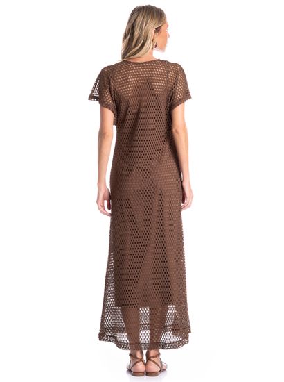 Vestido Feminino Longo Com Combinete Trama - Imagem 2 - Desktop