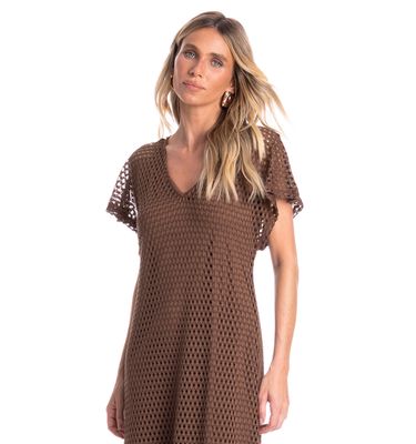Vestido Feminino Longo Com Combinete Trama - Imagem 3 - Mobile