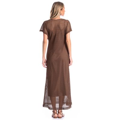 Vestido Feminino Longo Com Combinete Trama - Imagem 2 - Mobile