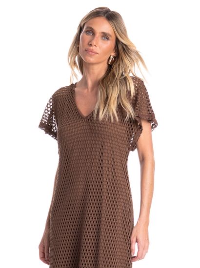 Vestido Feminino Longo Com Combinete Trama - Imagem 3 - Desktop