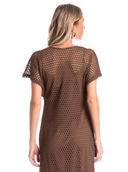 Vestido Feminino Longo Com Combinete Trama - Imagem 4 - Desktop