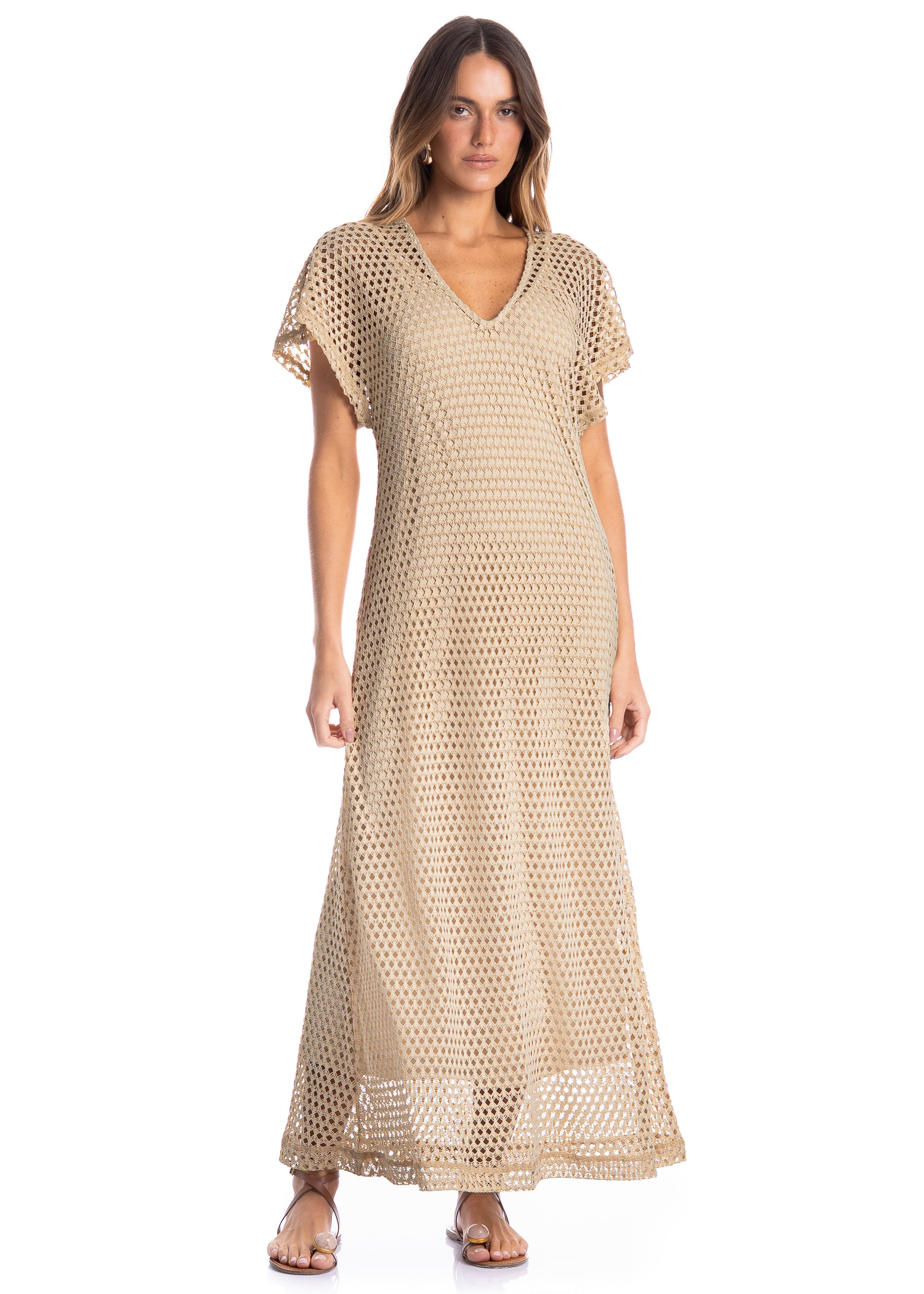 Vestido Feminino Longo Com Combinete Trama - Imagem 1