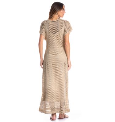Vestido Feminino Longo Com Combinete Trama - Imagem 2 - Mobile