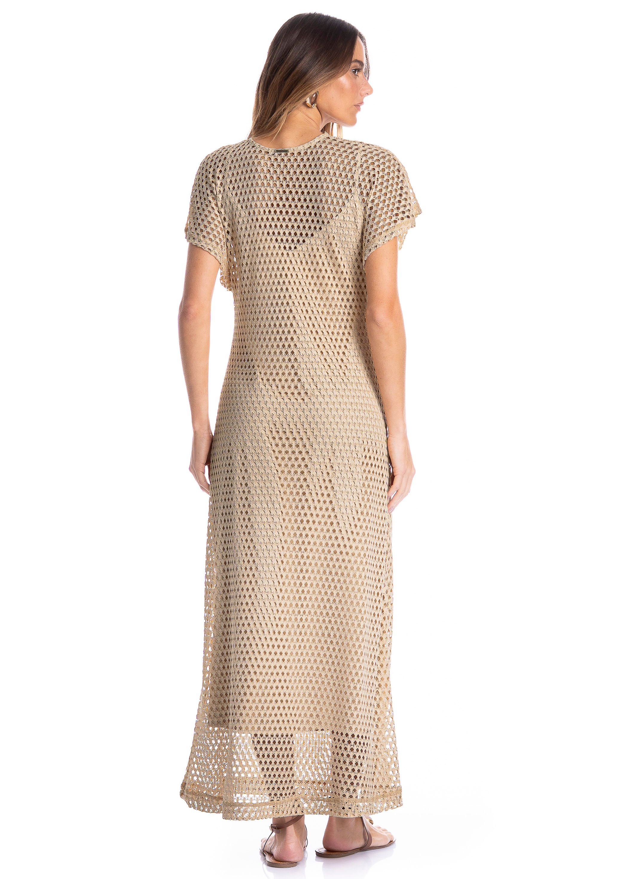 Vestido Feminino Longo Com Combinete Trama - Imagem 2 - Mobile