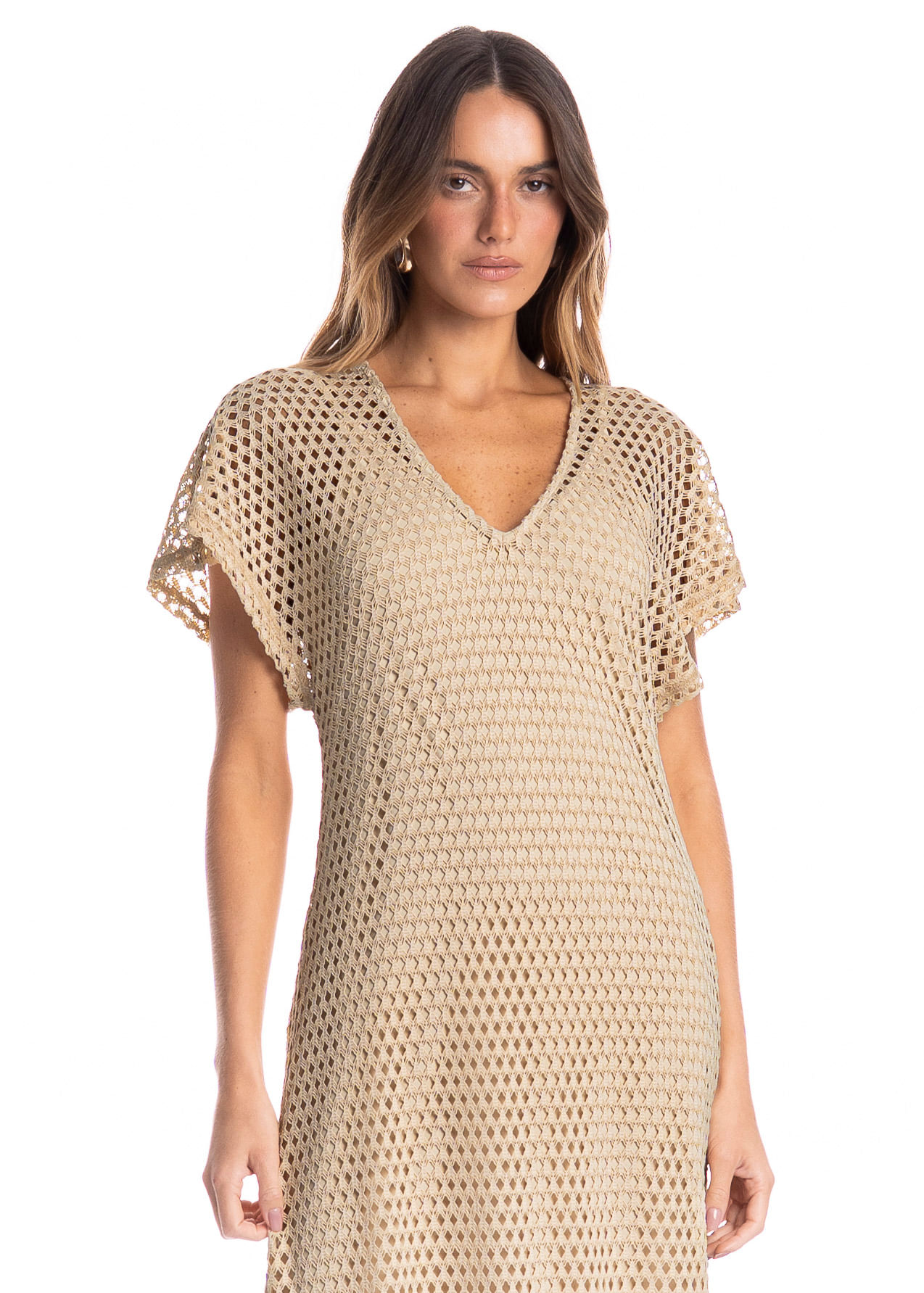 Vestido Feminino Longo Com Combinete Trama - Imagem 3 - Mobile