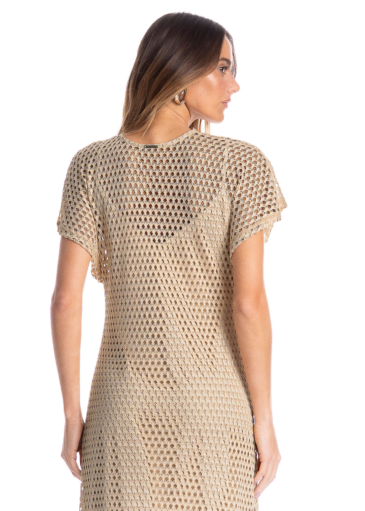 Vestido Feminino Longo Com Combinete Trama - Imagem 4 - Mobile