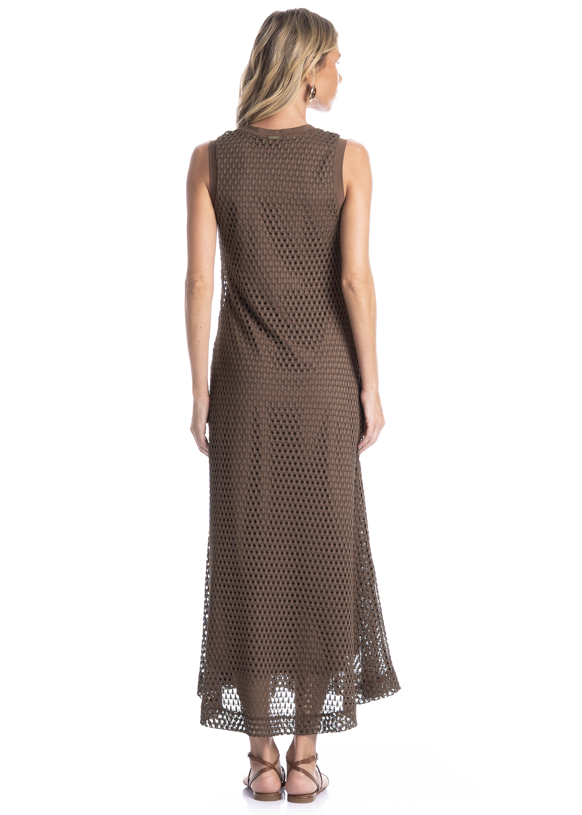 Vestido Feminino Regata Evasê Trama - Imagem 2 - Mobile