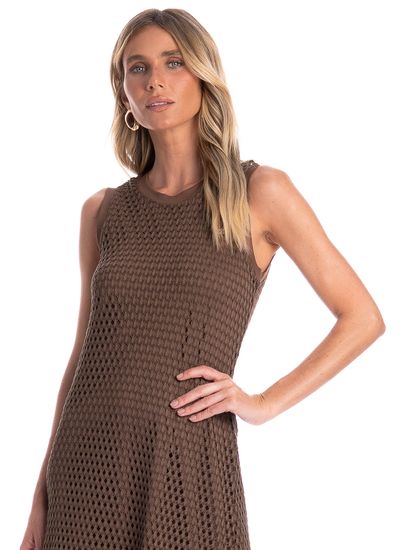 Vestido Feminino Regata Evasê Trama - Imagem 3 - Desktop