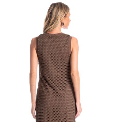 Vestido Feminino Regata Evasê Trama - Imagem 4 - Mobile
